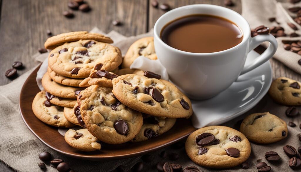 Kaffee mit Milch und Kekse