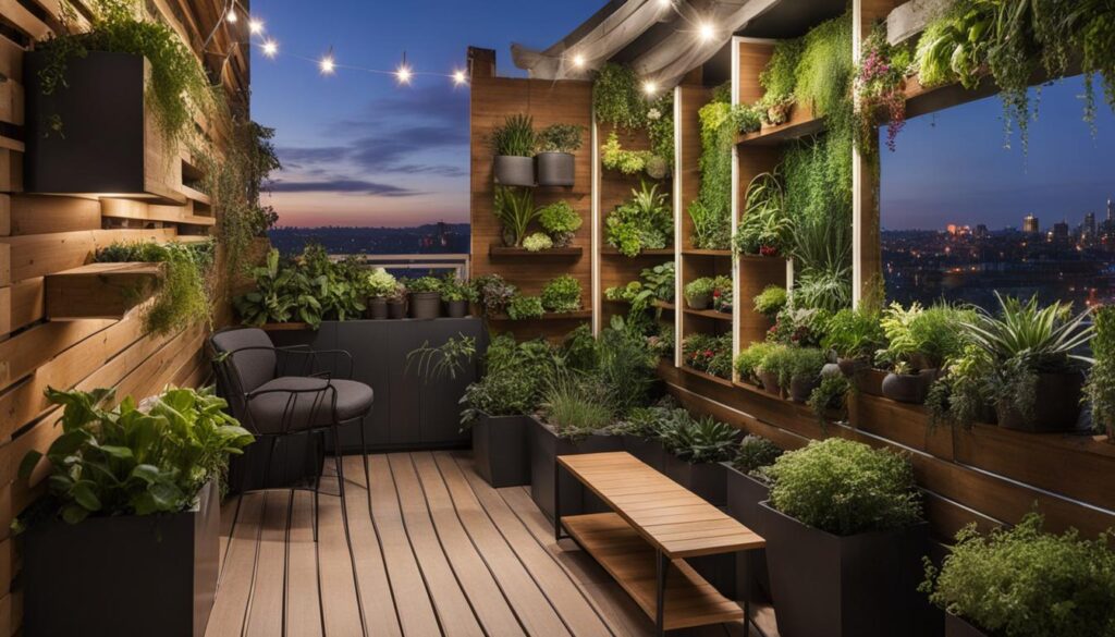 Vertikaler Garten auf einem kleinen Balkon